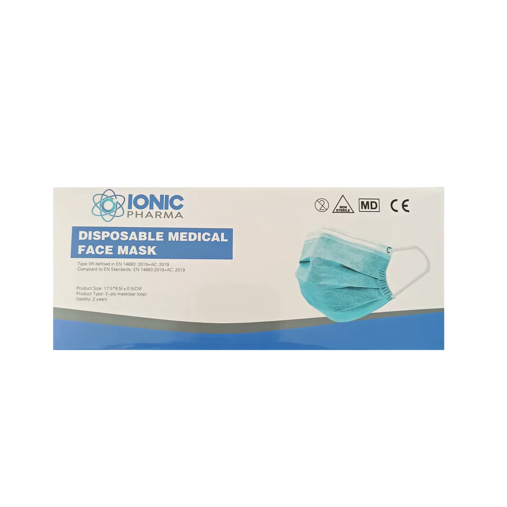 3-PLY DISPOSABLE MEDICAL FACE MASKS - PACK OF 50
